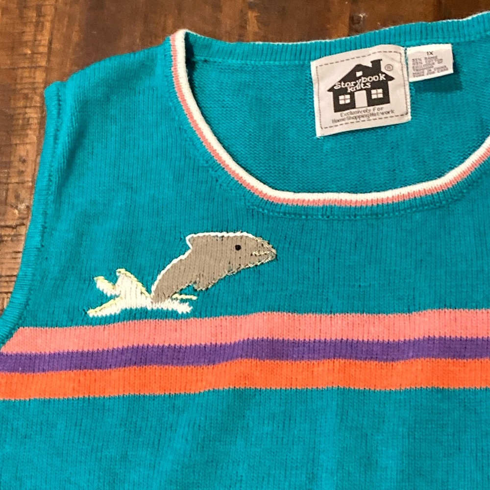 Storybook Knits sleeveless shark sweater 1X